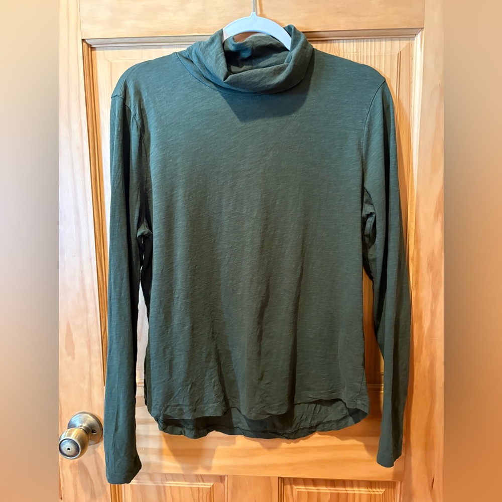 Madewell Whisper Cotton Turtleneck Tee women’s size L "Black Forest”